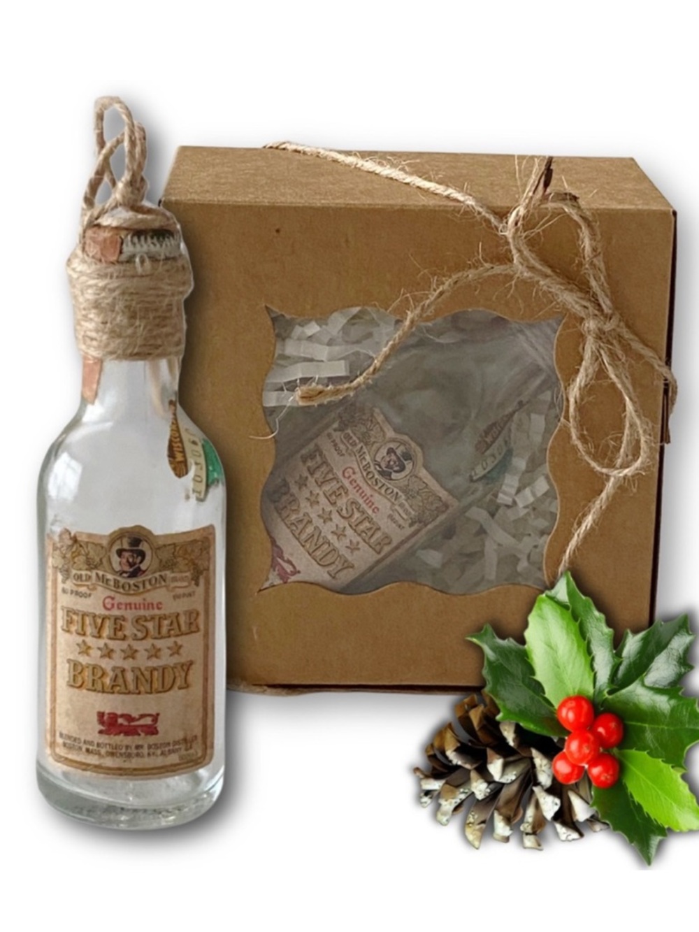 Old Mr. Boston Five Star Brandy Artisan Vintage Glass Bottle Unique Ornament